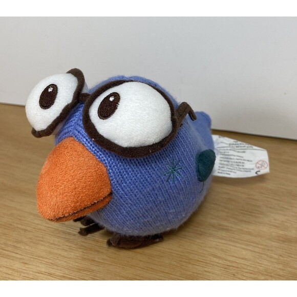 2007 Starbucks Coffee Stuffed Bird With Glasses Plush With Tags Blue 6 in - Picture 2 of 7